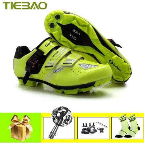 Tiebao Cycling Shoes Sapatilha Ciclismo Mtb Bike Sneakers SPD Bicycle Pedals Self-locking Women Mountain Bike Superstar Shoes