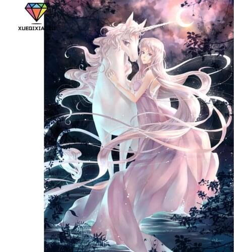 XUEQIXIAOZU 5D Diamond Painting Unicorn Fairy Tale Cartoon Cross Stitch Square/round Rhinestone DIY Diamond Embroidery Promotion