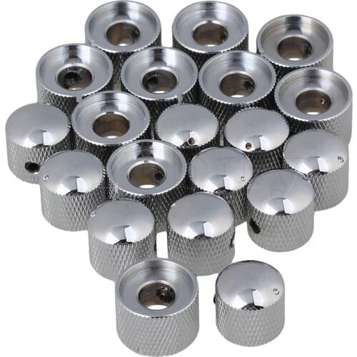 Yibuy Chrome Dual Control Guitar Bass Knob Concentric Set Pack of 10