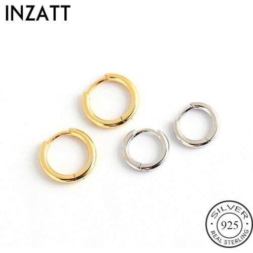 INZATT Real 925 Sterling Silver Minimalist Round Hoop Earrings For Fashion Women INS Fine Jewelry 18k Gold Punk Accessories