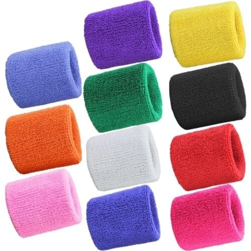 1 Pair Athletic Wrist Sweatbands Cotton Terry Cloth Sweat Band Brace Wristbands Sports Tennis Squash Badminton Basketball Gym