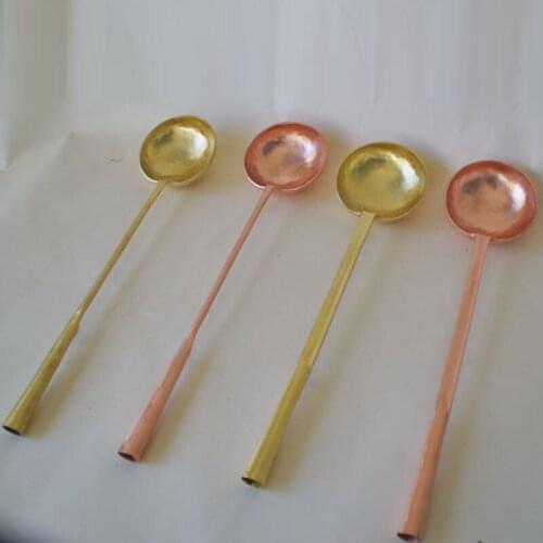1 PC Handmade Pure Copper/Brass Water Scoop Soup Spoon Restaurant Home Use S/L