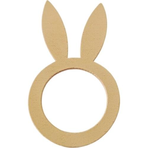 10pcs Easter Napkin Rings Wooden Bunny Ear Holder Centerpiece Desktop Decorations for Spring Easter