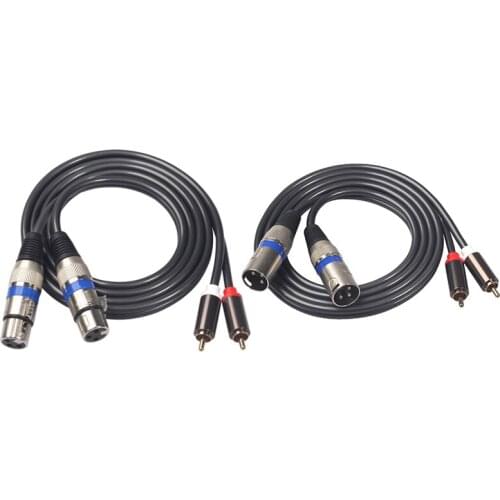2 Pcs Cable : 1 Pcs 2 Rca Male To Xlr 3 Pin Female Mixing Console Amplifier & 1 Pcs Dual Rca Male To Xlr Male Cable 2 Xlr To 2 R