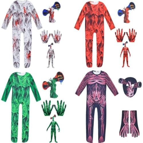 2021 Halloween COS Horror Game Siren Head Green Red Siren Head Costume Cosplay Kids Boy Jumpsuits Costume