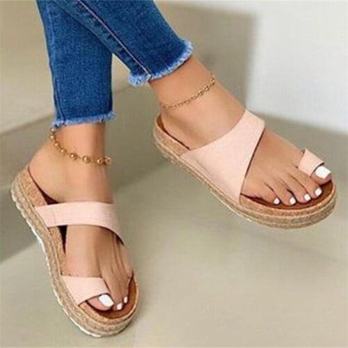 2021 New Female Comfortable Platform Orthopedic Bunion Corrector Plus Size 36-43 Casual Wedges Open Toe Beach Woman Slippers