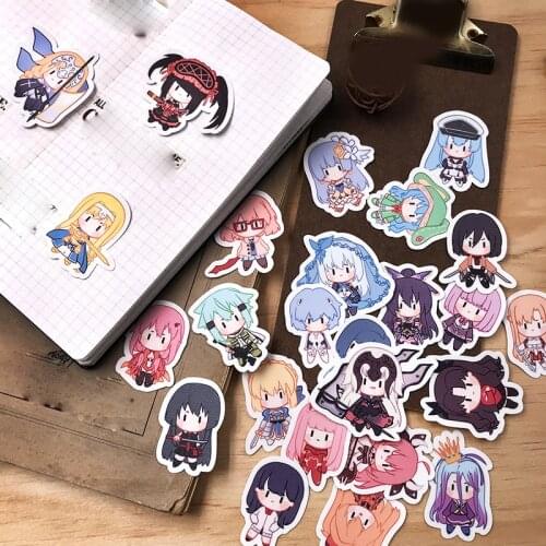 25 pcs/set Creative Anime Cartoon DATE A LIVE Printed Cosplay Prop Luggage Cases Mobile Phone Stickers Decor Gift for Boy Girl