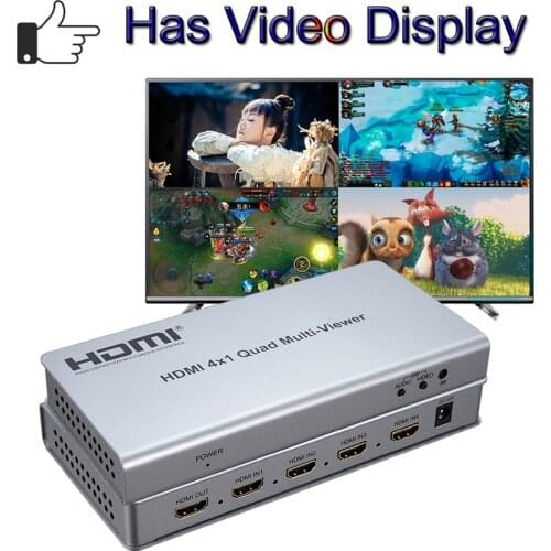 HDMI 4x1 Quad Multiviewer HDMI Switcher 4 In 1 Out 1080P Image Picture Seamless Switch Splitter for Game DVD HDTV Multi Viewer