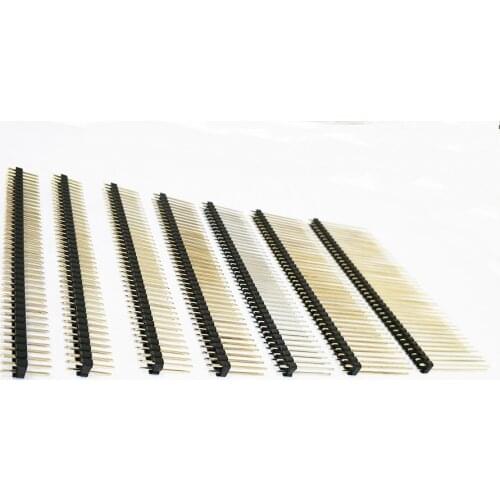 5pcs 2.54mm Dual Pin Header 2x40P Straight Double Row Single Plastic Height 2.5 A=3mm Gold-Plated Rohs L13-15-17-19-21-25-30mm