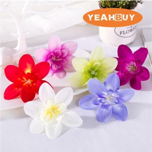 50PCS 8CM Artificial Orchid Decorative Silk Flower Head For DIY Hair Flower Home Decoration accessory props