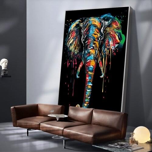 Abstract Colorful Elephant Canvas Paintings On the Wall Art Posters And Prints Nordic Art Animals Canvas Pictures For Kids Room