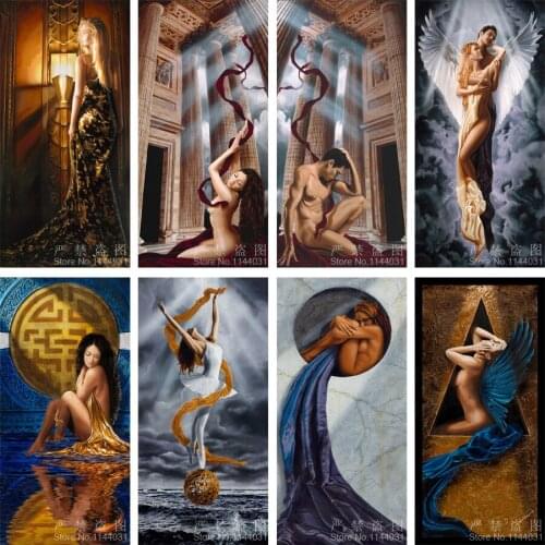 Diamond Embroidery 5D Figures Cross Stitch Crystal Square Mosaic Painting Sets Decorative Diy Diamond Painting Angel And Woman