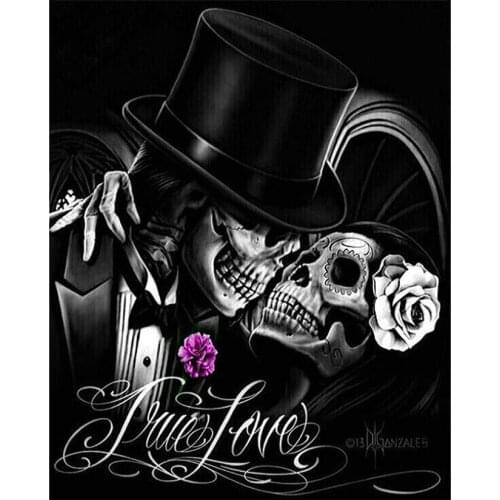 Full Square/Round Drill 5D DIY Diamond Painting "Skull Love" 3D Rhinestone Embroidery Cross Stitch 5D Home Decor Gift