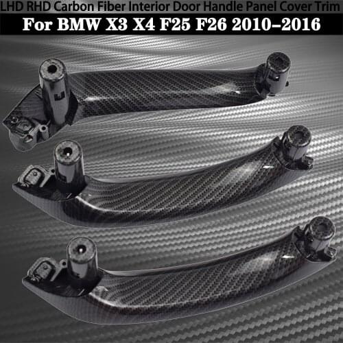 Auto Car Carbon Fiber Interior Inner Door Handle Pull Trim Compatible For Bmw F25 F26 X3 X4 2011-2016