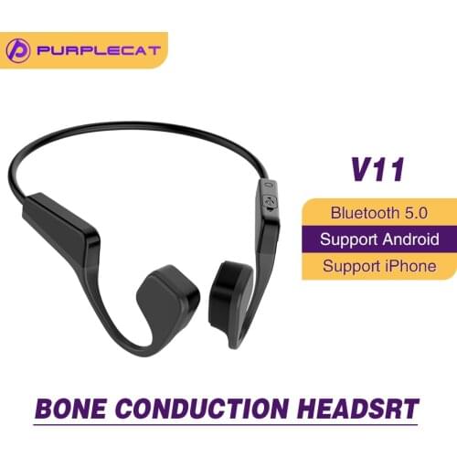 Purplecat V11 Bone Conduction Wireless Earphone Bluetooth 5 Stereo Microphone Lightweight and Comfortable Sports Earphone