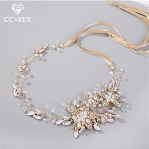 CC Hairband Headbands Engagement Wedding Hair Accessories For Women Bride Bridesmaids Rhinestone Flower Shape Fine Jewelry M104