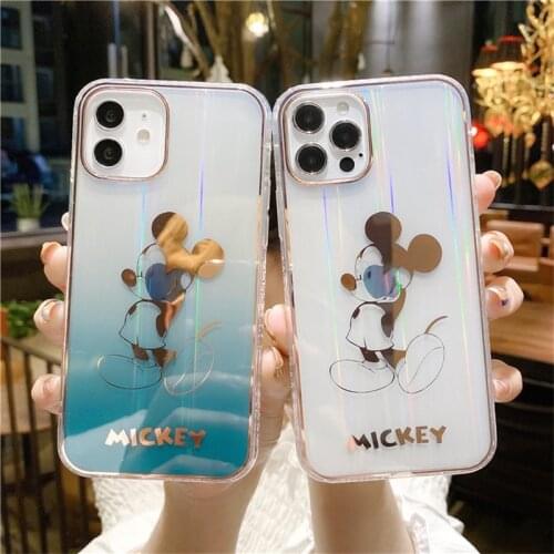 Disney Aurora Mickey Minnie PU Shell Phone Case for iPhone 11 Pro Max 12 Mini X Xr Xs Max 7 8 Plus Back Cover Full Body Bag