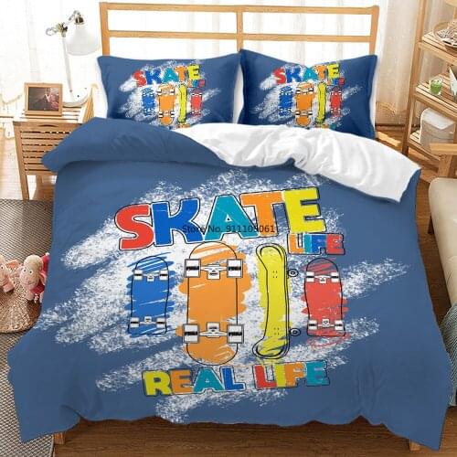 3D Cartoon Skate Pattern Bedding Set Kids Duvet Cover Set with Pillowcases AU EU US King Size Bedclothes Game Bed Linens