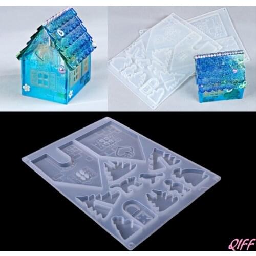 DIY Silicone Christmas House Castle Mold Epoxy Resin Jewelry Making Tool Set New