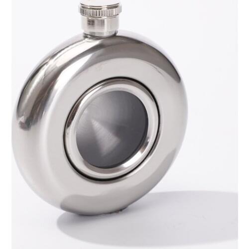 20pcs/lot 5OZ Stainless Steel Hip Flask Whiskey Wine Bottle Alcohol Liquor Pocket Flagon Single-sided Round Transparent Glass