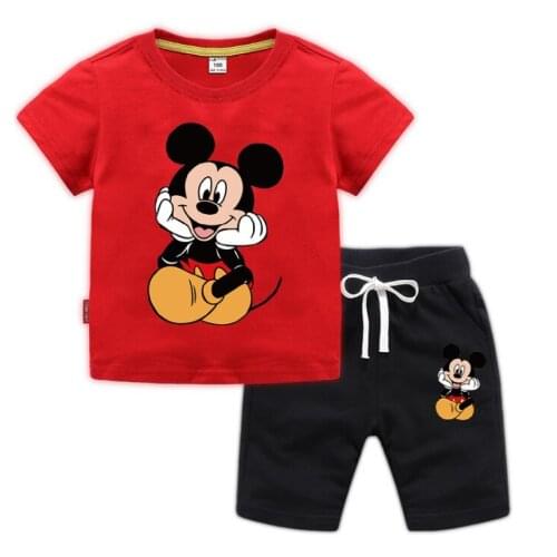 Summer Baby Boy Clothing Cotton T-shirt Pants Girls Clothing Set Mickey Mouse Sports Suits Children‘s Clothes Kids Outfits