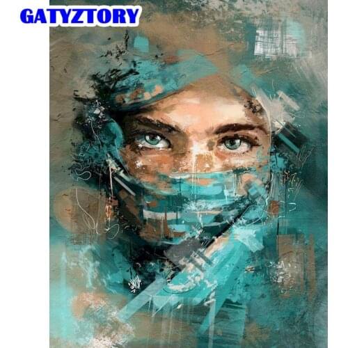 GATYZTORY Masked Woman Figure Oil Painting By Numbers Kits Handmade Acrylic Paint Diy Framed On Canvas Modern Wall Artcrafts