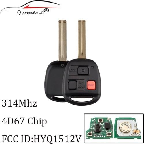 HYQ1512V for Lexus Key 3 Buttons 314.4Mhz Car Rmote Key for Lexus GX470 LX470 Smart Car Key Fob ID67 Chip