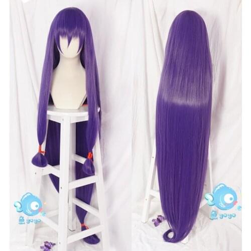 Game FGO Fate Grand Order Servant Caster Nitocris Cosplay Wig Long Straight Purple Heat Resistant Synthetic Hair Wig + Wig Cap