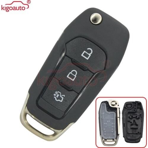 Kigoauto DS7T-15K601-BE Flip remote key shell 3 button for Ford Mondeo Escort