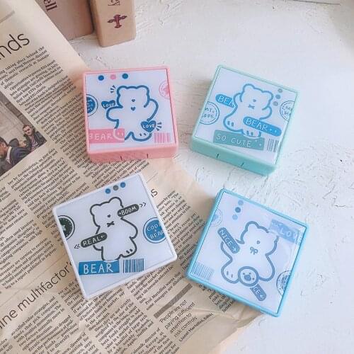 Cute Bear Contact Lens Case Box Ins Colored Contacts Lens Container Portable Travel Storage Box Gift For Girl