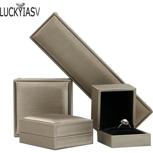 Gold Brushed PU Leather Ring Box Jewelry Storage Box Bracelet Necklace Box Pendant Gift Box For Jewelry Wedding Gift Box