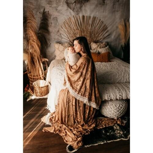 Retro Boho Lace Prom Photo Shoot Gown Pregnant Robe Maternity Dress Evening Party Costume for Women Photography Accessories