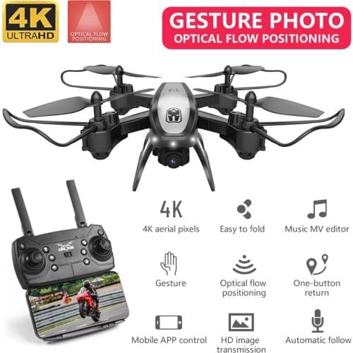 KY909 WiFi Mini Drone 4K Camera HD Photography Aircraft Selfie Quadcopter One Click Return Optical Flow RC Helicopter Kid Toy