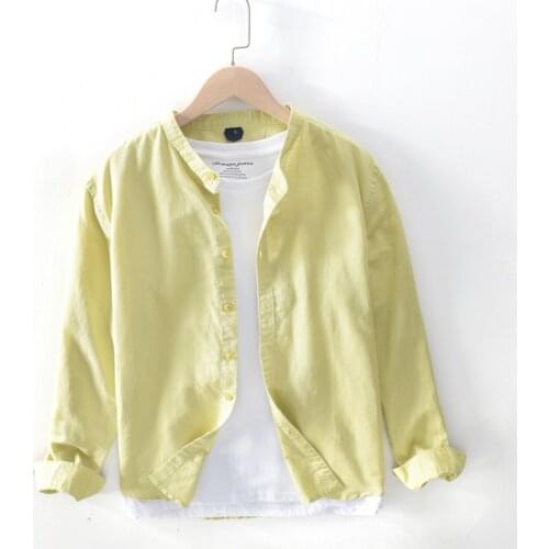 New 2020 casual shirts men 100% linen cotton long sleeve high quality tops summer Breathable solid shirts man clothing 3XL TB606