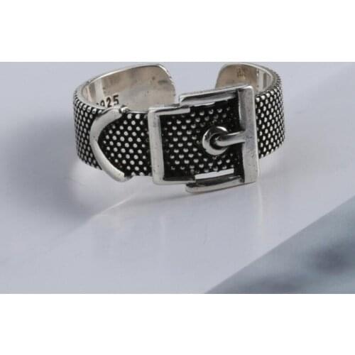 KOFSAC 925 Silver Ring For Men Women Fashion Jewelry Open Size Vintage Thai Silver Belt Ring Unisex Valentines Day Accessories