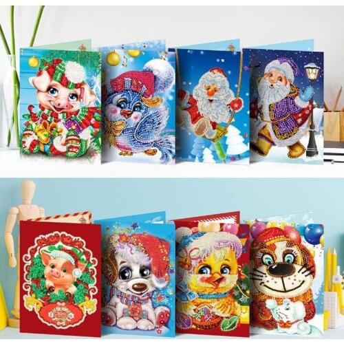 Christmas Greetings Card Gift 5D Diy Animals Round Stone Bead Diamond Painting Mosaic kit 3D Diamant Embroidery Cross Stitch 01