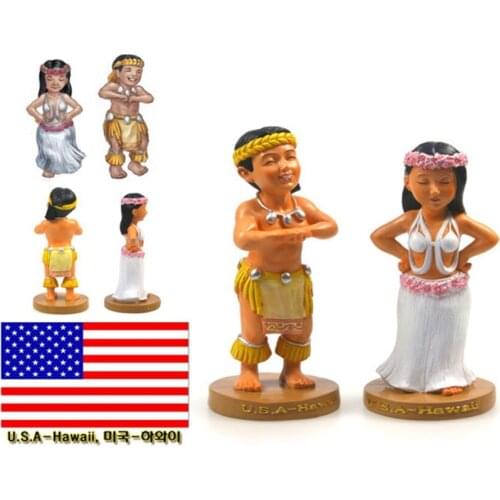 Hand-painted Hawaii,U.S National Costumes A Pair Of Doll Statue Resin Crafts Tourism Souvenir Gifts Collection Home Decor