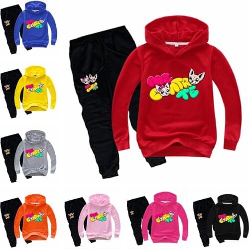 New Active Toddler Boy Clothes Me Contro Te Jackets Girls Hooded Long Sleeve T Shirt Hoodie + Blue Trousers Cotton Cartoon Tops