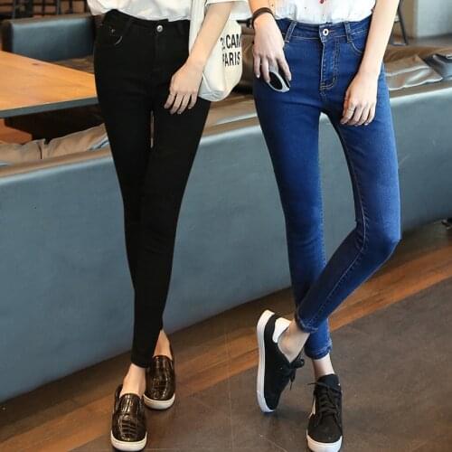 New Fashion Tight Jeans Womens Capris Wear Korean Tight Pencil Leggings Solid Color Stretch Jeans