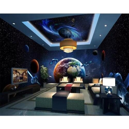 Beibehang Wallpaper universe galaxy earth 3D theme space full house background wall childrens room living room 3d wallpaper