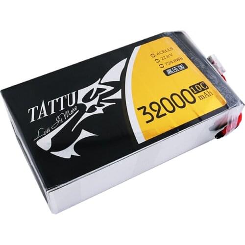 Original TATTU 32000mAh 22.8V 6S 729.6WH LiPO battery 10C suitable for heavy-duty multi-rotor FPV drone six-axis octocopter
