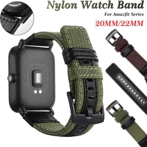 20mm 22mm Strap nylon Fabric For Amazfit GTS 2/2e/GTS2 Mini/GTR 42mm 47mm/GTR2/2e Solo loop Band for Amazfit Bip Strap