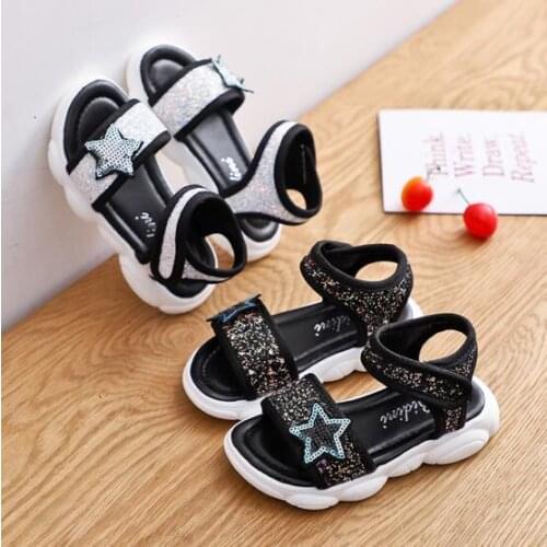 Girls sandals 2020 Summer Star Sequins princess Kids Sports Shoes Star Bling Sequins Open Toe Children Beach Sandals