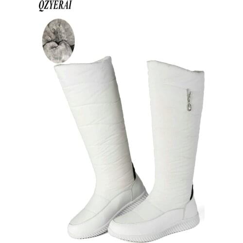 New Arrival Warm Women Snowshoes Knee High Boots Natural Genuine Leather Snow Boots Women Fur Leisure Sports Boots Cowhide