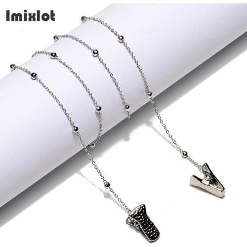 Chic Gold Silver Eyeglass Chain with Clamps Women Metal Sunglasses Cords Lanyard Necklace Beaded Glasses Chain Eyewear Retainer