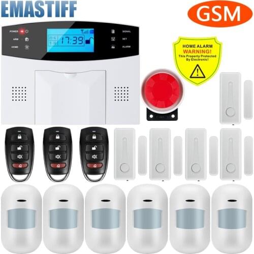 LCD Screen GSM Home Burglar Security Alarm System Wire Motion Detector APP Control Fire Smoke Detector Alarm