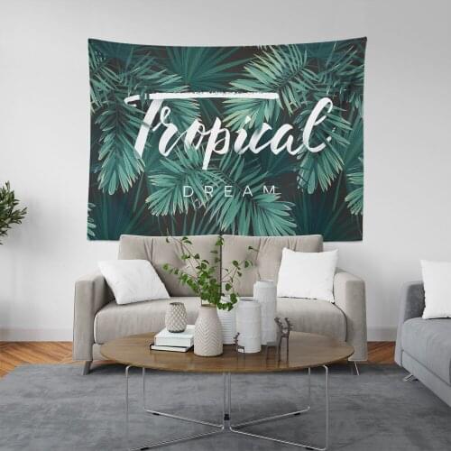 Tropical Plant Tapestry Wall Hanging Bohemia Leaf Print Tapestry Beach Towel Cushion for Girl Room Dorm Decor