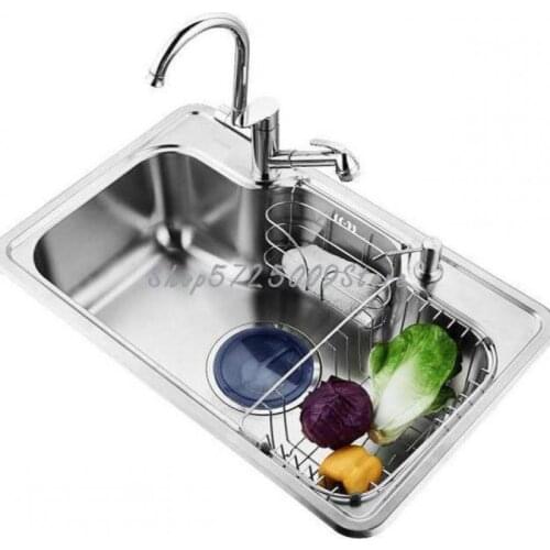 304 Stainless Steel Thickened Single Tank Large Drain Kitchen Sink Single Tank Sink Drain Basket