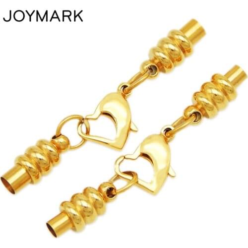 3.0mm 4.0mm Hole Stainless Steel Screw Round Cord End Caps Heart Lobster Clasps Jewelry Accessories BXGC-040