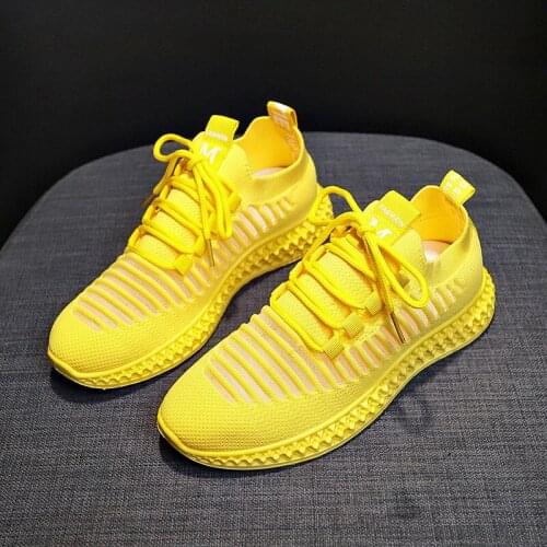 Fashion Korean Flying Women Sneakers Yellow Luxury Designer Women Shoes Lady Comfort White Trainers Platform Basket Femme F1-25